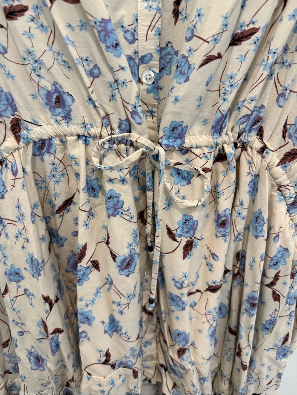 Free People Cream Mini Dress with Blue Floral Print - Picture 3 of 6